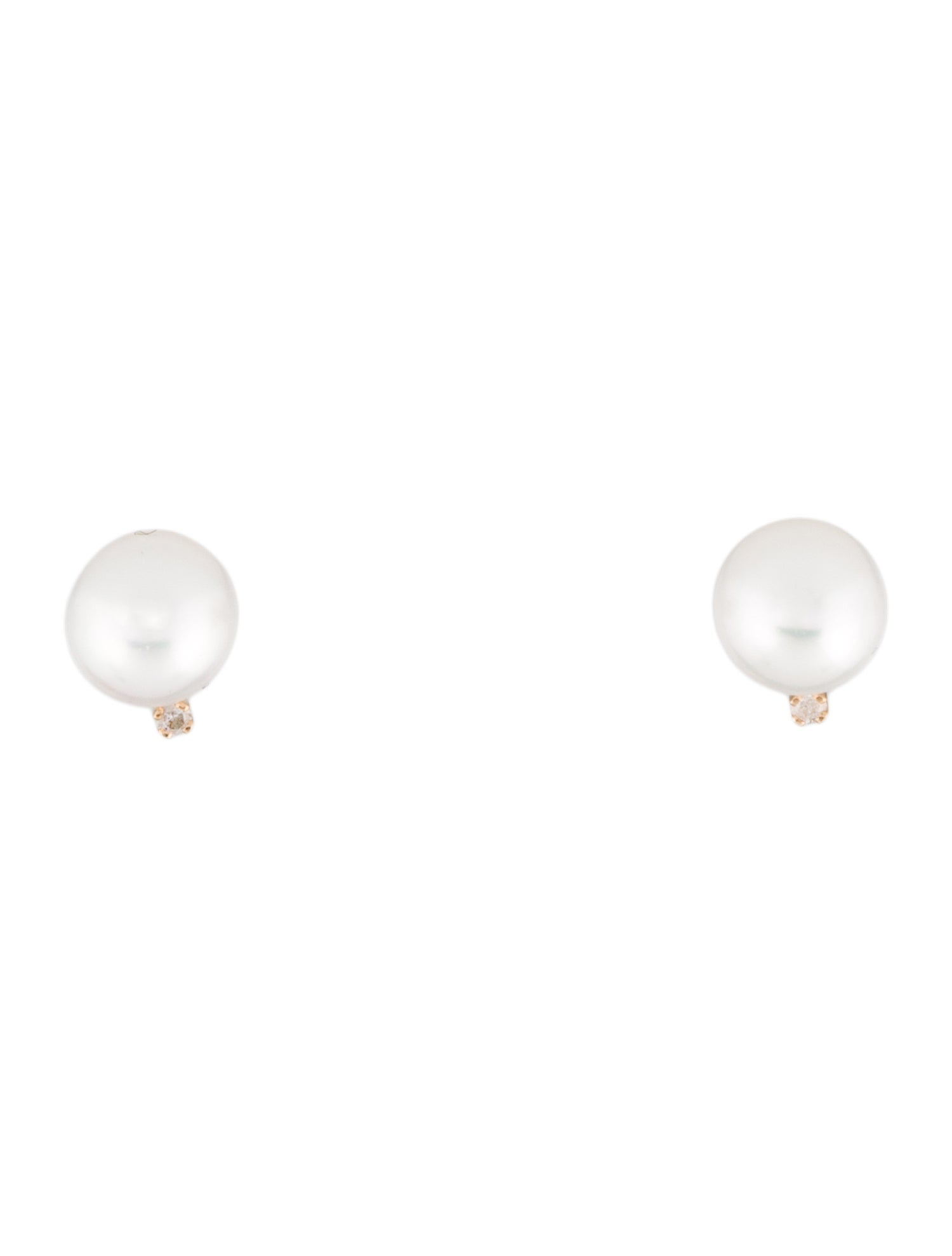 Earrings 14K Pearl & Diamond Stud Earrings