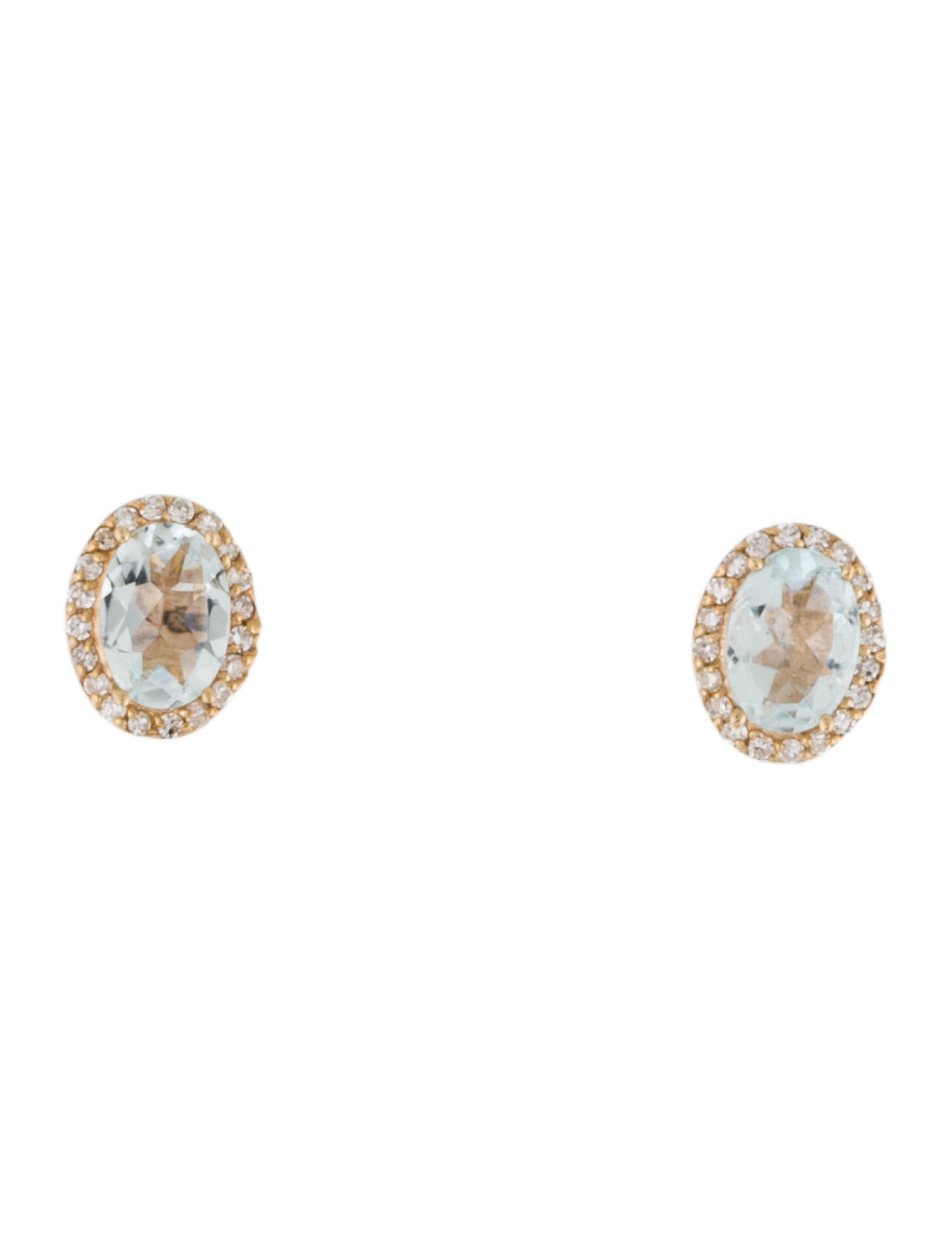 Earrings 14K Aquamarine & Diamond Stud