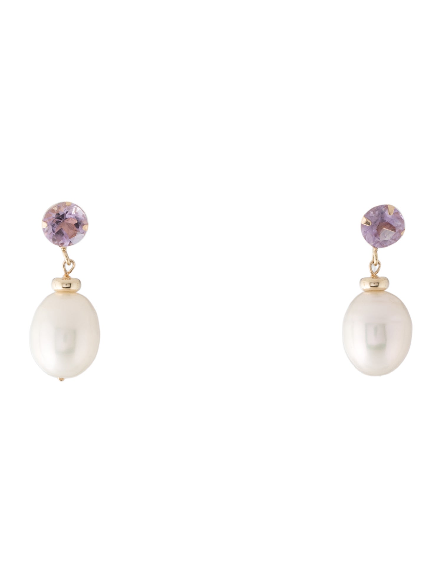 Earrings 14K Pearl & Amethyst Drop
