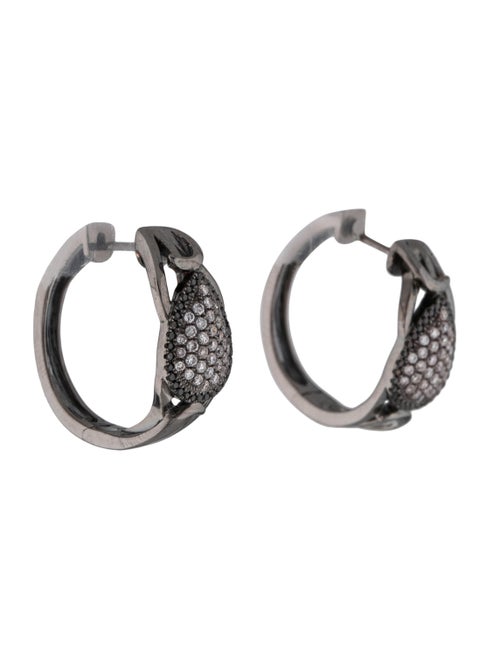 14K Diamond Hoops white