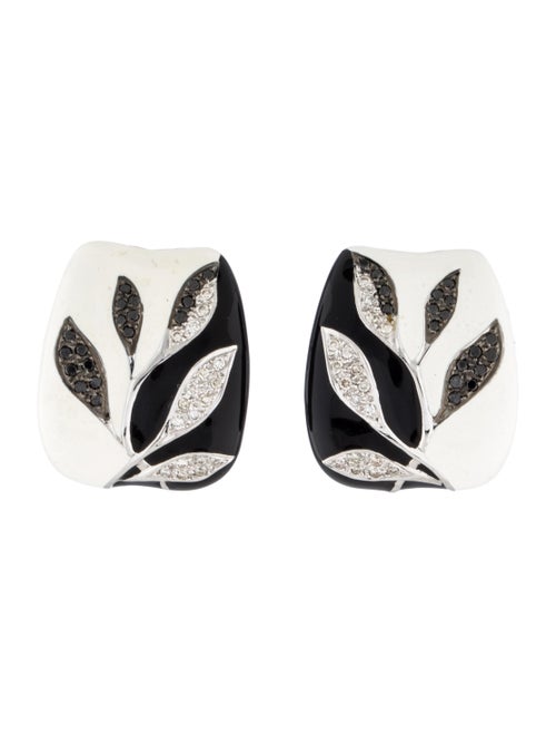 14K Diamond & Enamel Earclips white