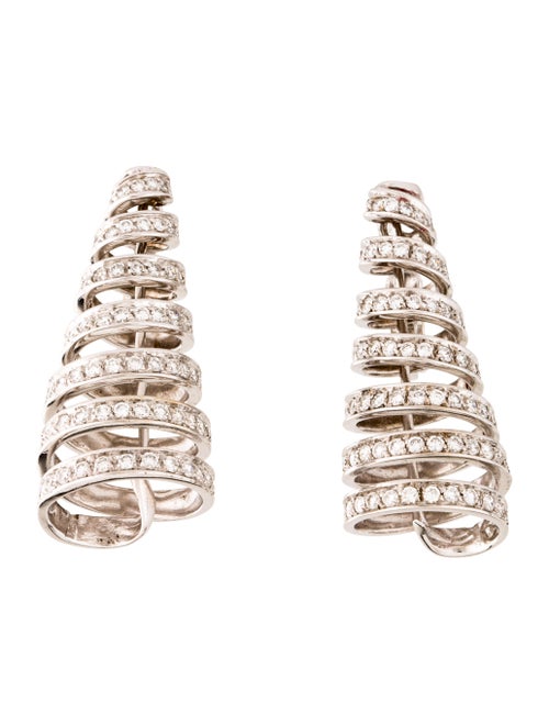 18K Diamond Spiral Earrings white