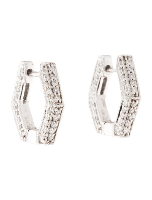 18K Diamond Hexagon Earrings white
