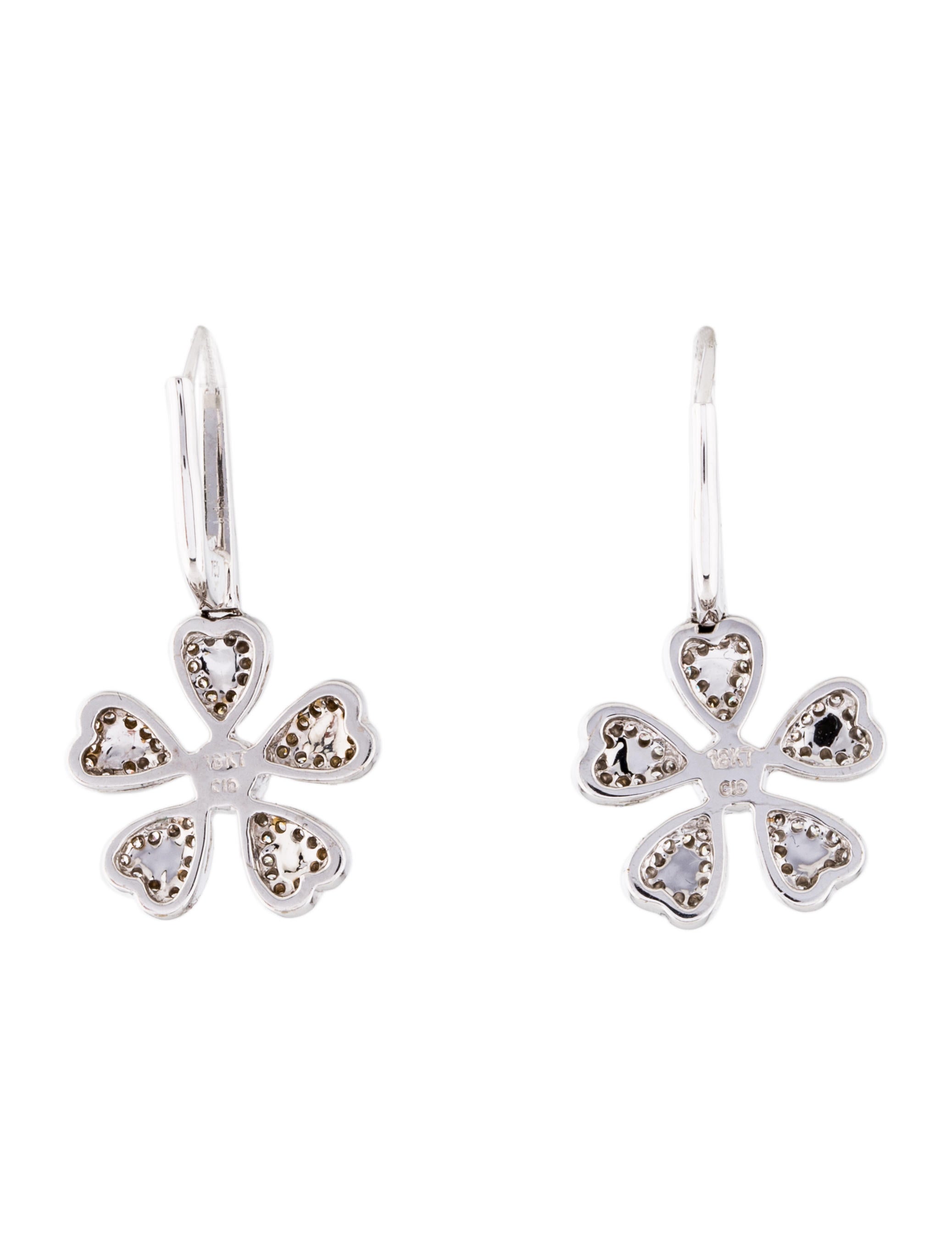 diamond flower drop earrings