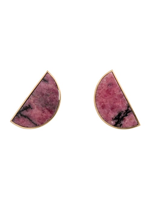 14K Rhodonite Clip-On Earrings yellow