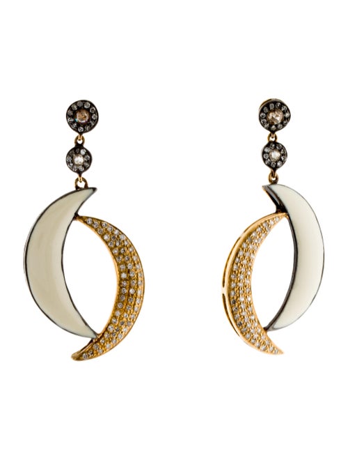 Diamond & Enamel Drop Earrings yellow