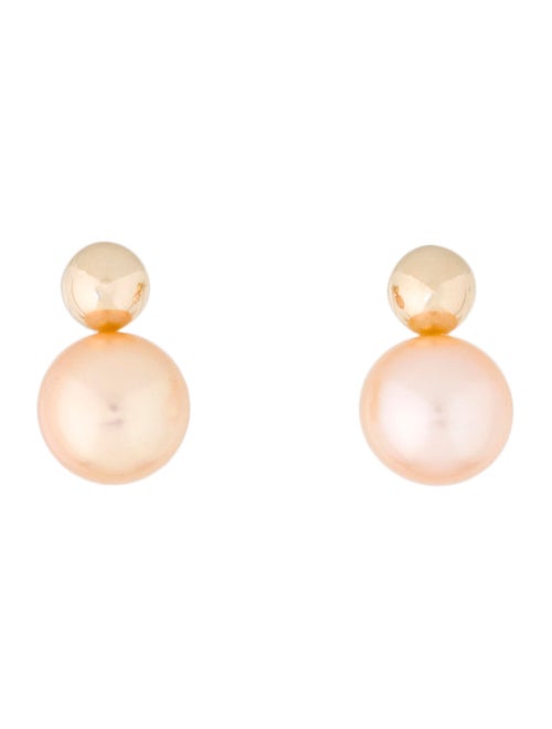 14K Pearl Stud Earrings yellow