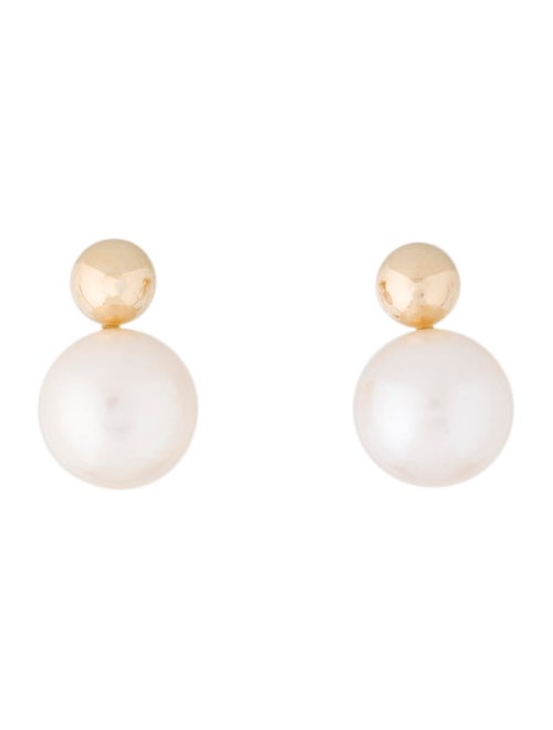14K Pearl Stud Earrings yellow