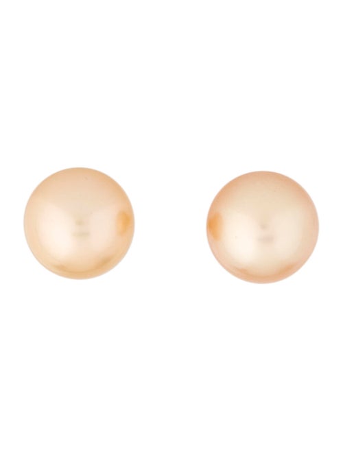 18K Pearl Stud Earrings yellow