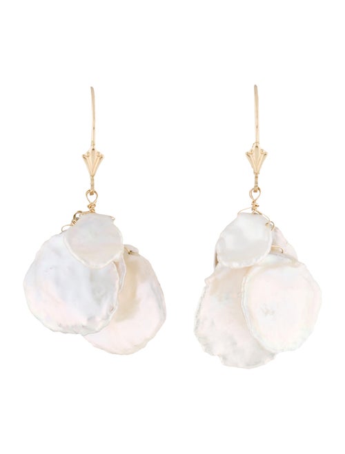 14K Pearl Drop Earrings yellow