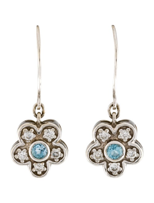 14K Topaz & Diamond Drop Earrings white