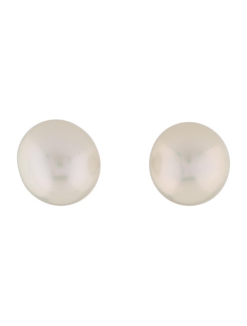 14K Pearl Stud Earrings white