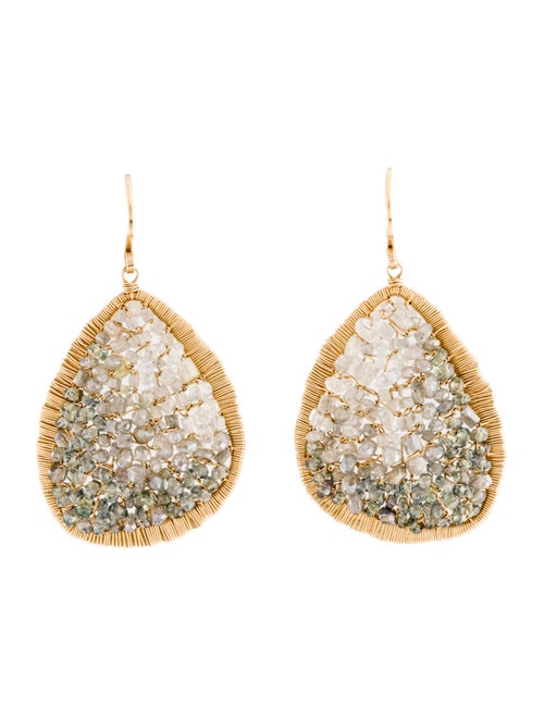 14K Labradorite Drop Earrings yellow