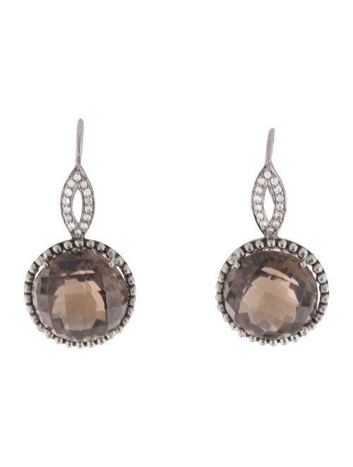 18K Smoky Quartz Drop Earrings Black