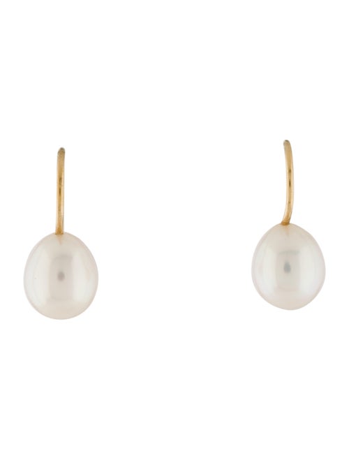 18K Pearl Drop Earrings yellow