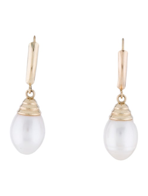 14K Pearl Drop Earrings yellow