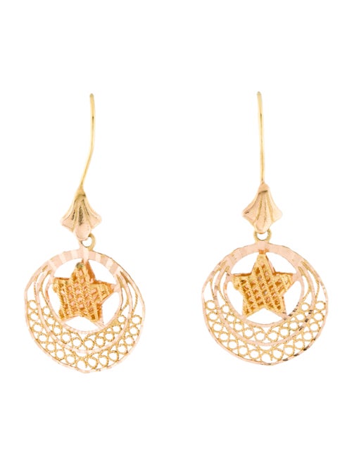 14K Star Drop Earrings yellow
