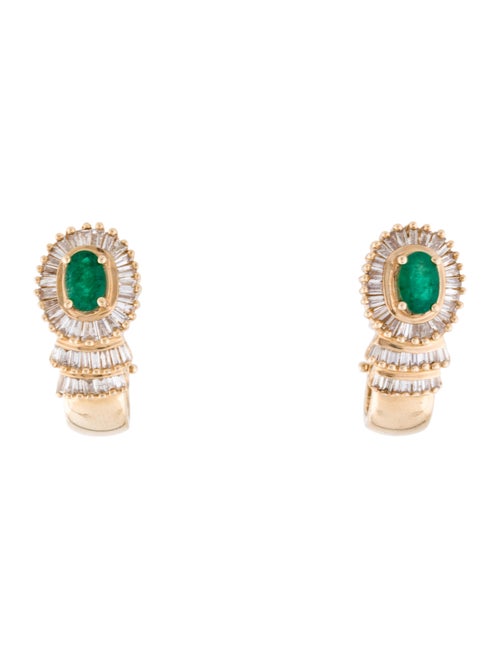 14K 1.80ctw Diamond & Emerald Earrings yellow