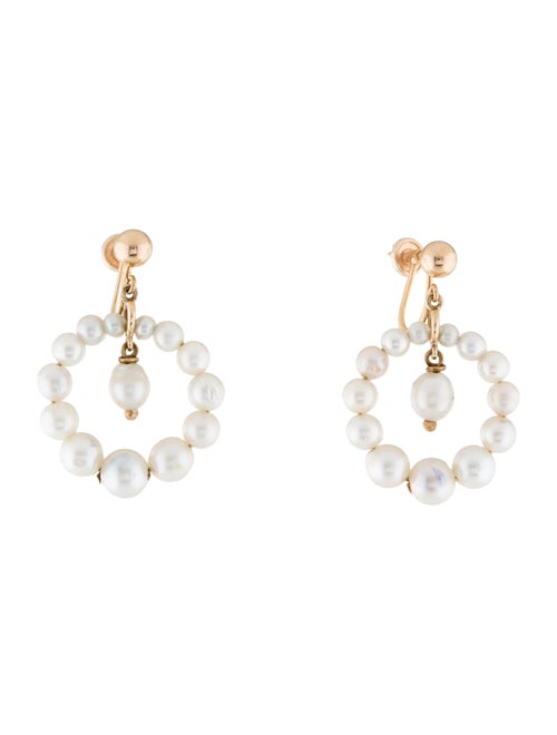 14K Pearl Hoop Earrings yellow
