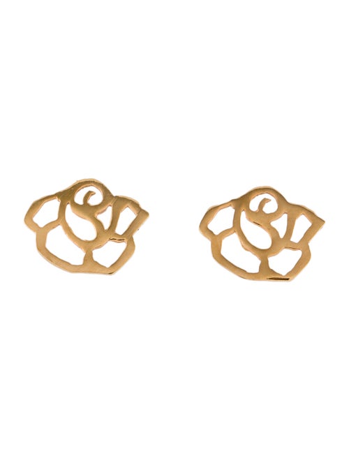18K Rose Stencil Stud Earrings rose
