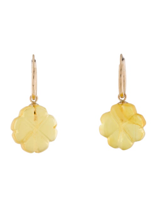 14K Amber Drop Earrings yellow