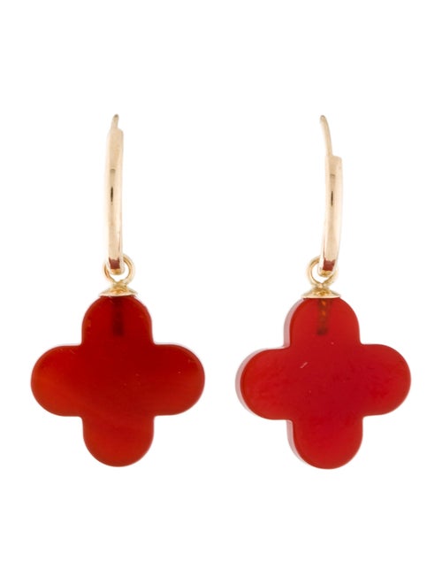 14K Carnelian Drop Earrings yellow