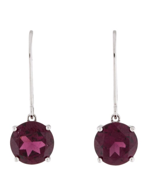 14K Garnet Drop Earrings white