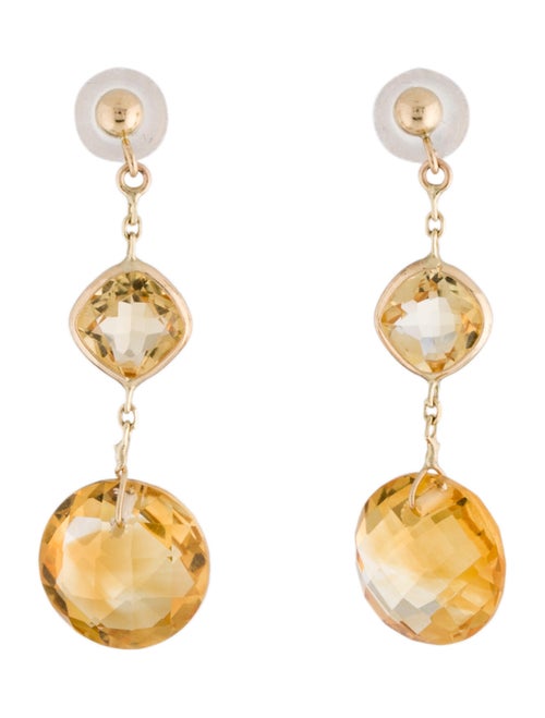 14K Citrine Drop Earrings yellow