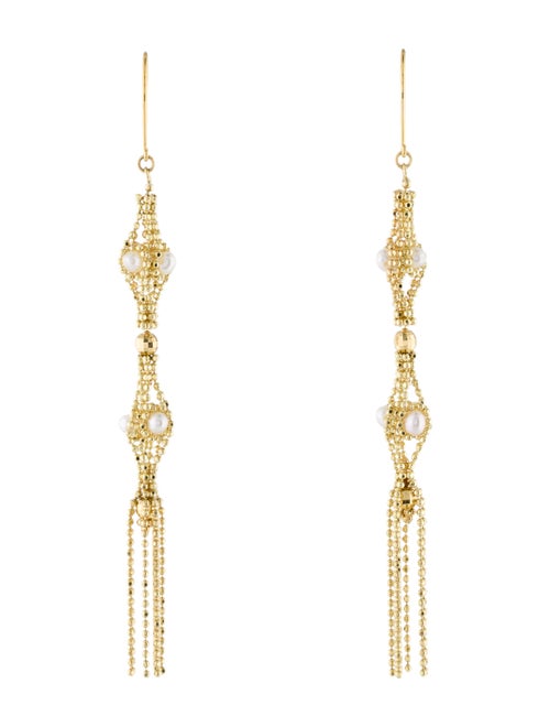18K Pearl Tassel Earrings yellow