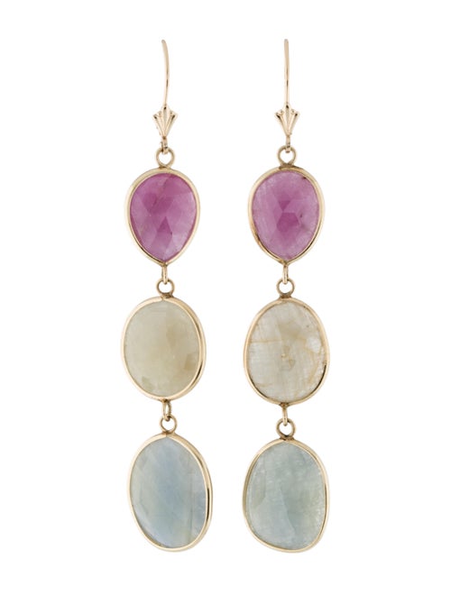 14K Sapphire Drop Earrings yellow
