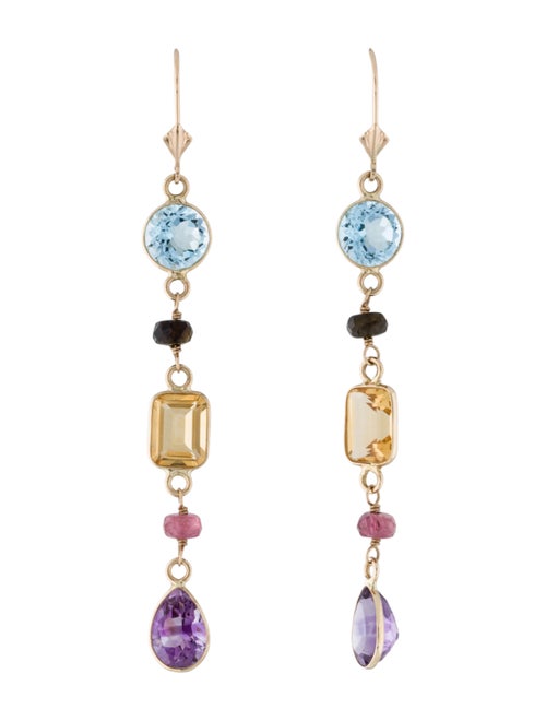 14K Multistone Drop Earrings yellow