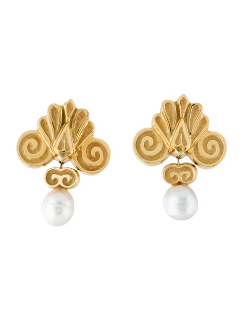 18K Pearl Drop Earrings yellow