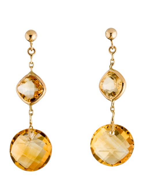 14K Citrine Drop Earrings yellow