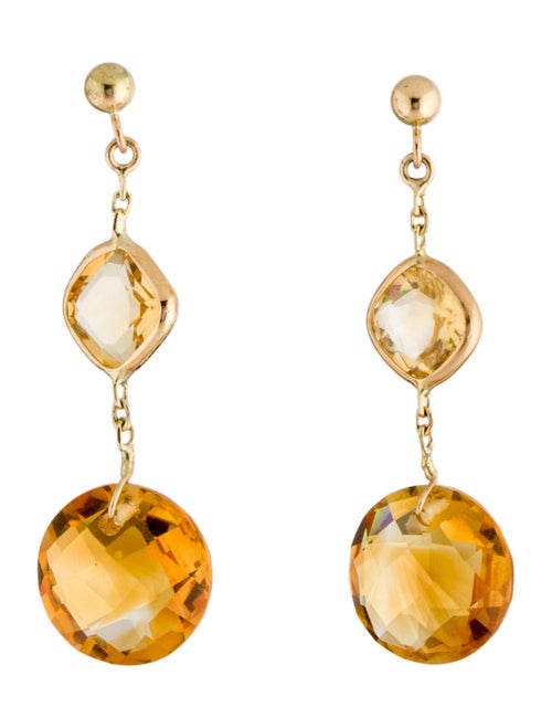 14K Citrine Drop Earrings yellow