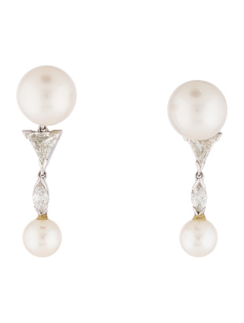 Pearl & Diamond Drop Earrings white