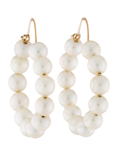 14K Pearl Hoop Earrings yellow