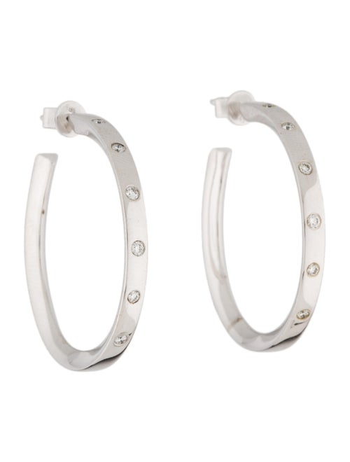 14K Diamond Hoop Earrings white