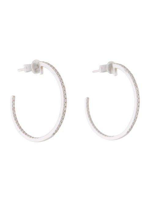 14K Diamond Hoops white
