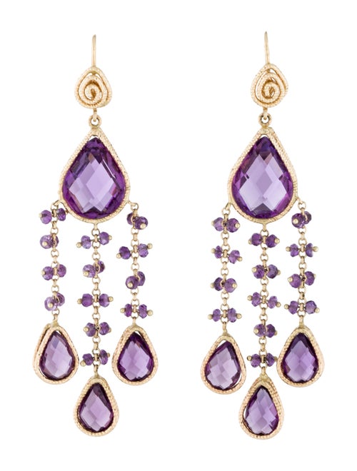 14K Amethyst Chandelier Earrings yellow