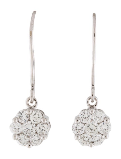 14K Diamond Flower Drop Earrings white