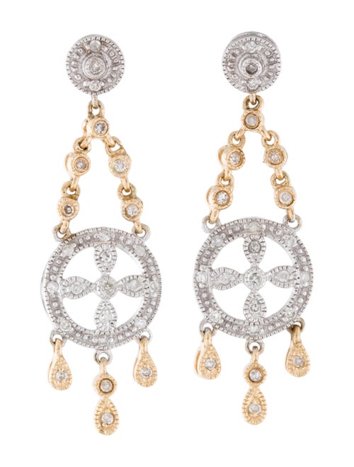 14K Two-Tone Diamond Chandelier Earrings white