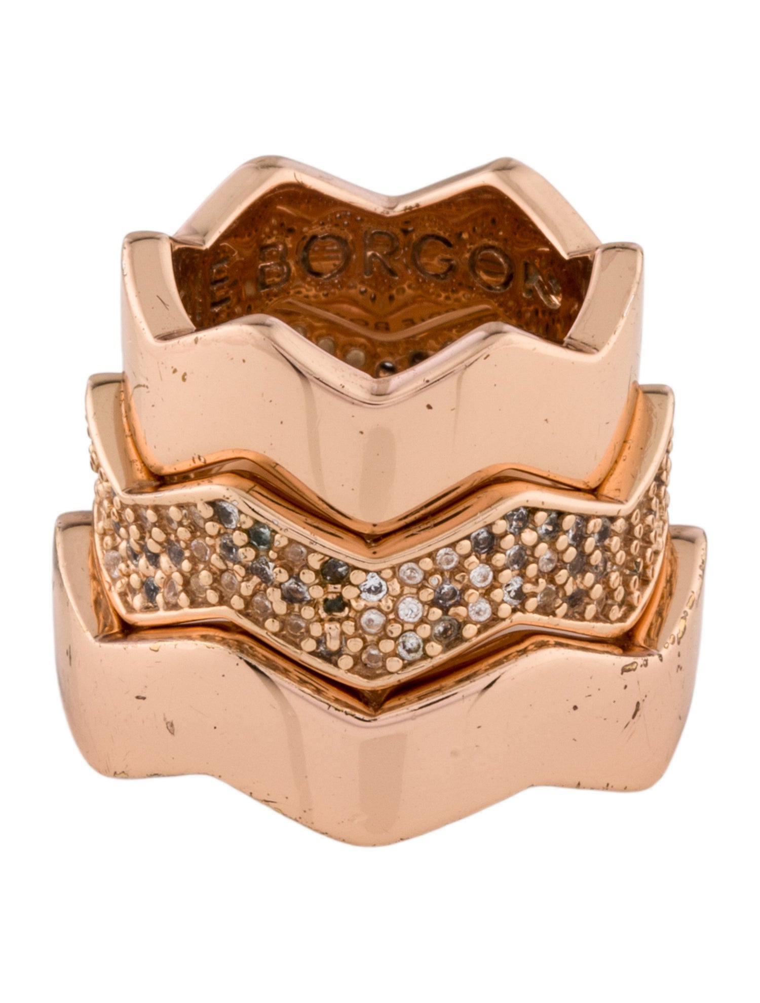 Eddie Borgo Crystal Zig-Zag Set Of 3 Rings