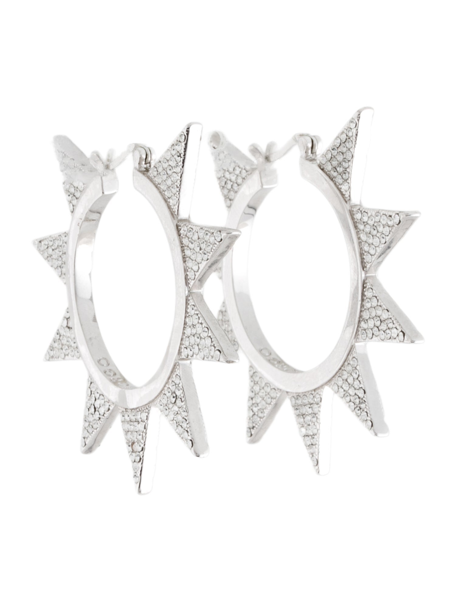 Eddie Borgo Crystal Triangle Hoop Earrings