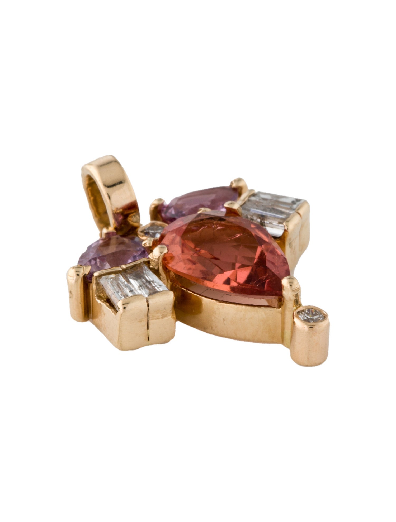 Eva Noga 14K Pink Sapphire, Tourmaline & Diamond Pendant