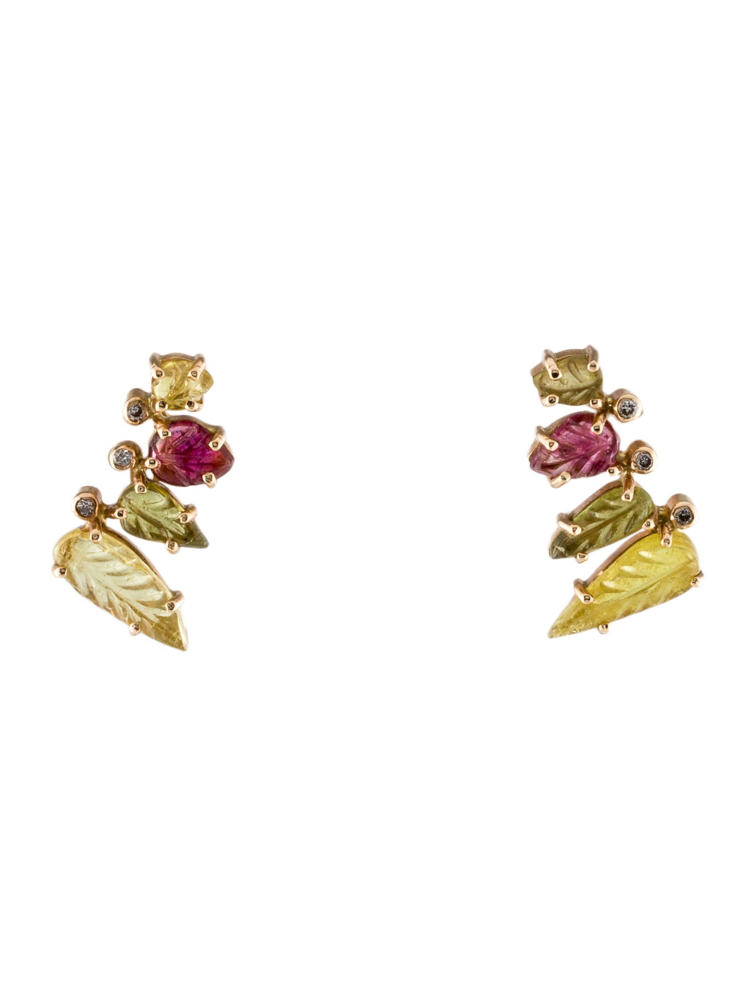 Eva Noga 14K Tourmaline & Diamond Stud Earrings