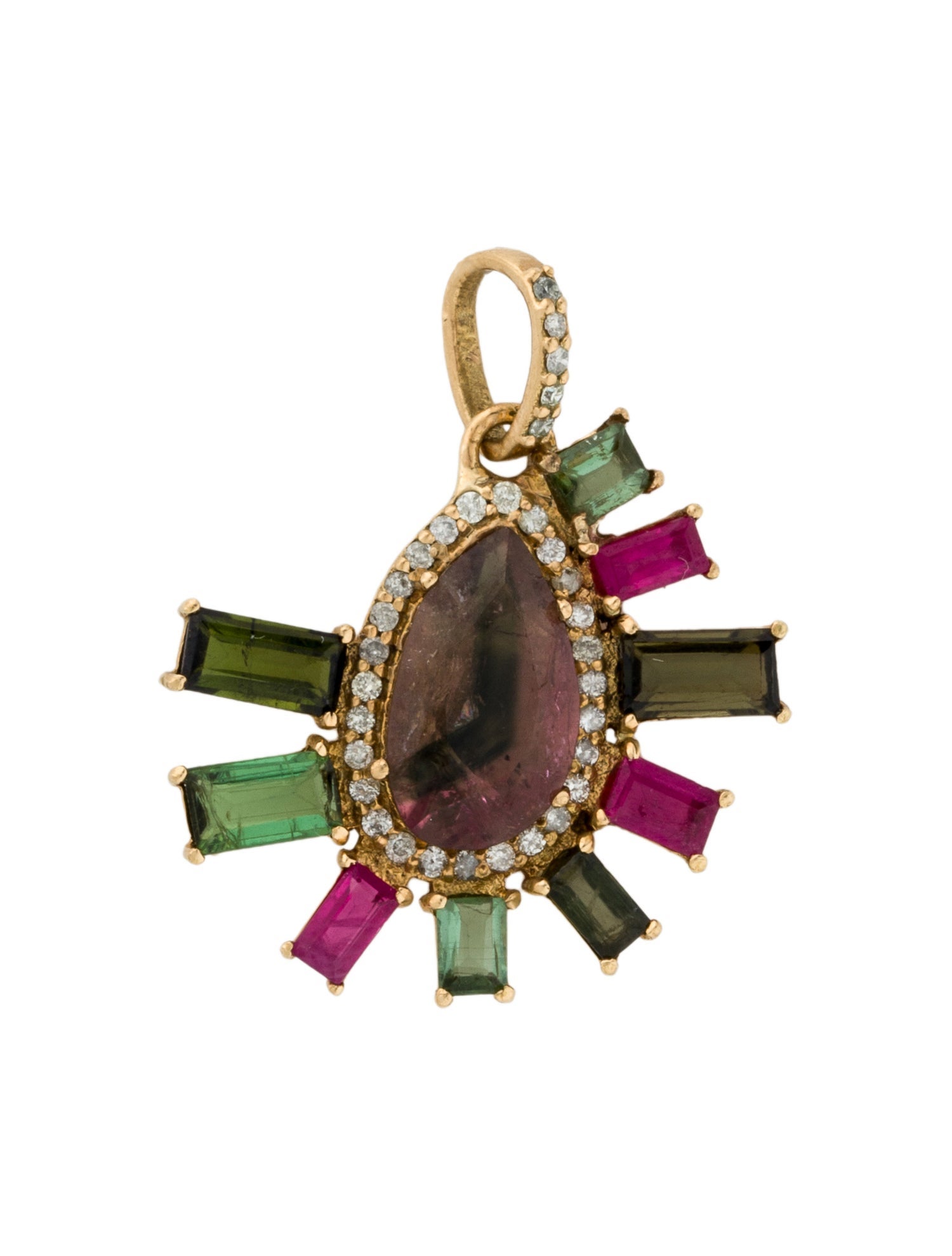 Eva Noga 18K Diamond & Multi-Stone Asymmetrical Pendant