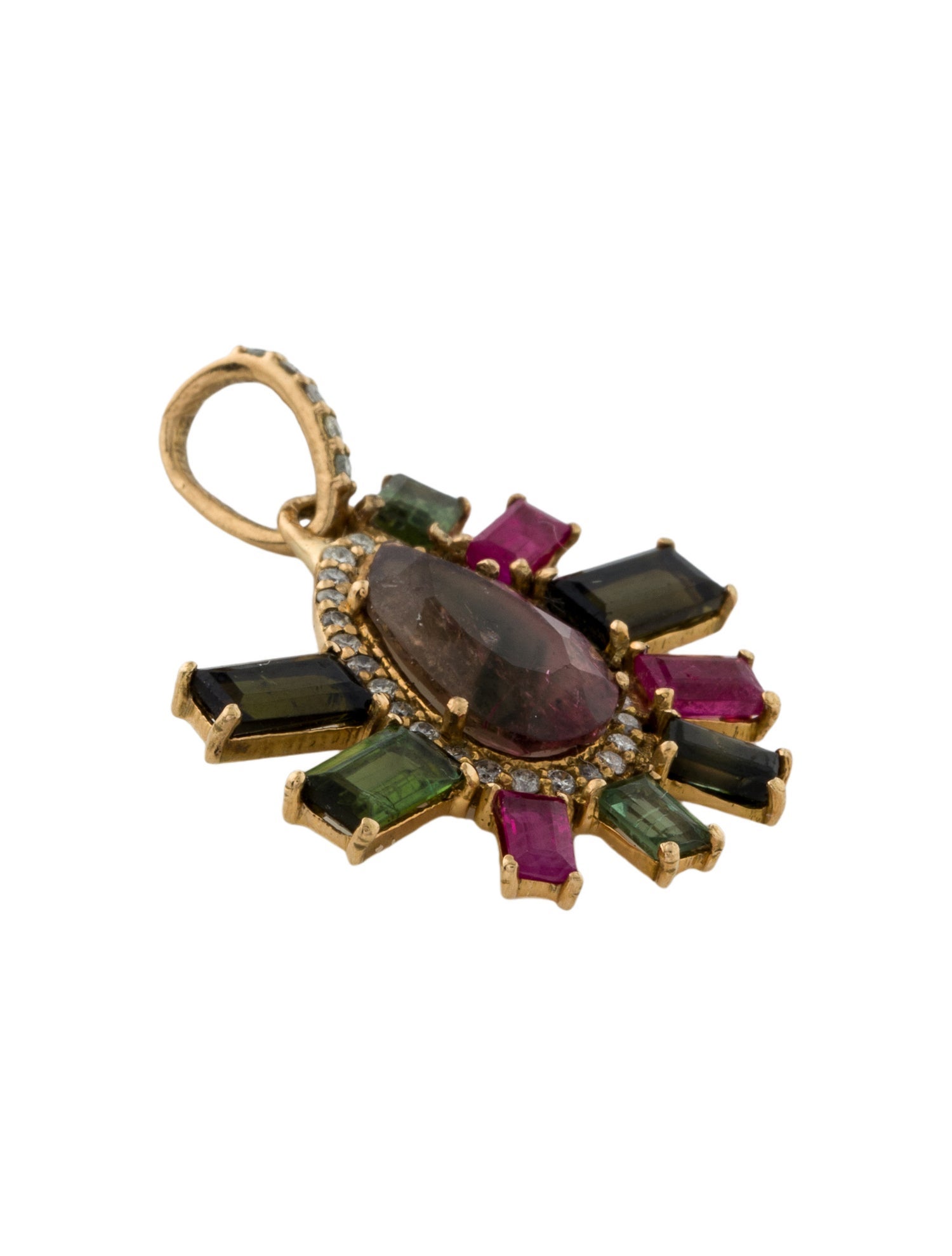 Eva Noga 18K Diamond & Multi-Stone Asymmetrical Pendant