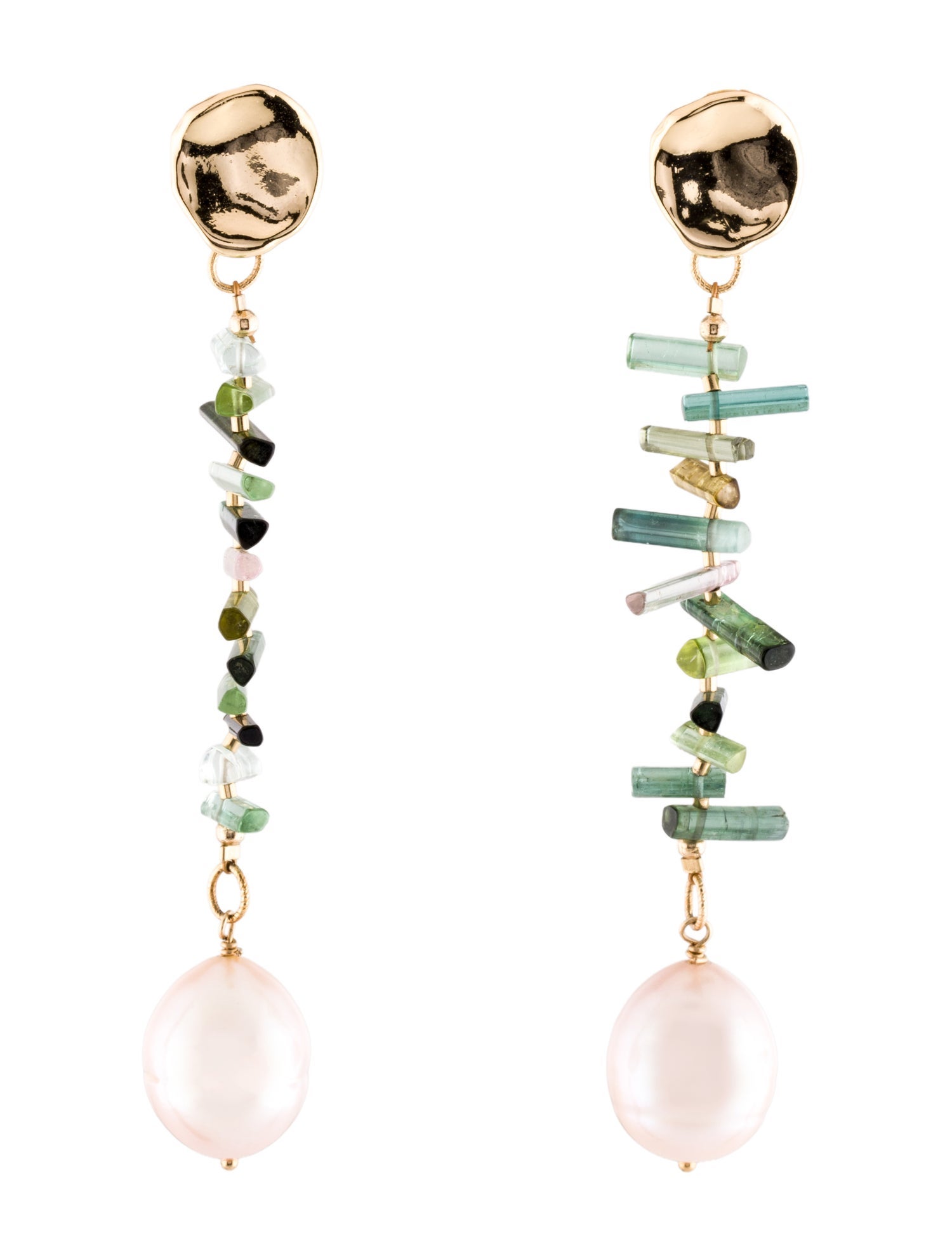 Eva Noga Cultured Pearl & Tourmaline Drop Earrings