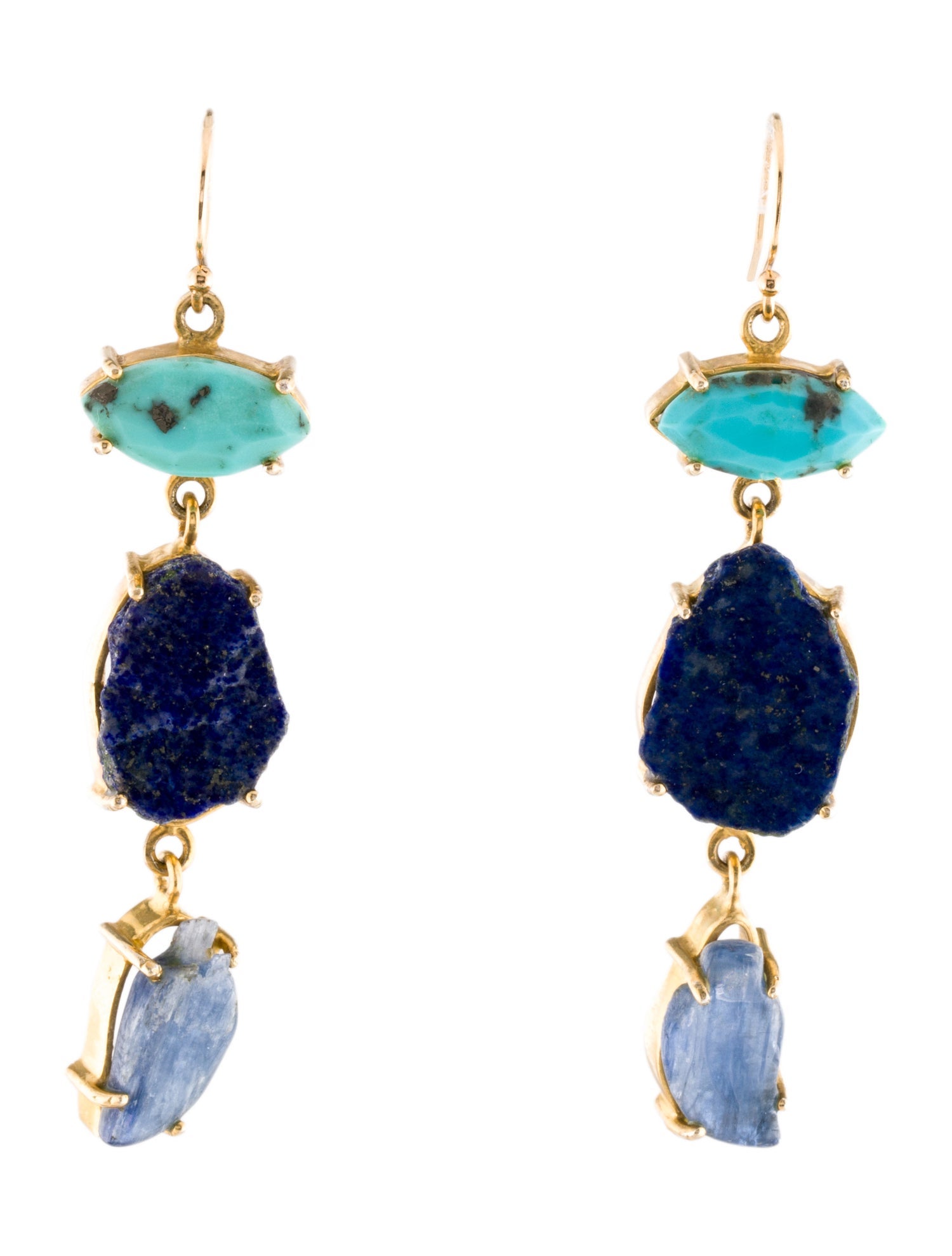 Eva Noga Lapis Lazuli, Kyanite, and Turquoise Drop Earrings
