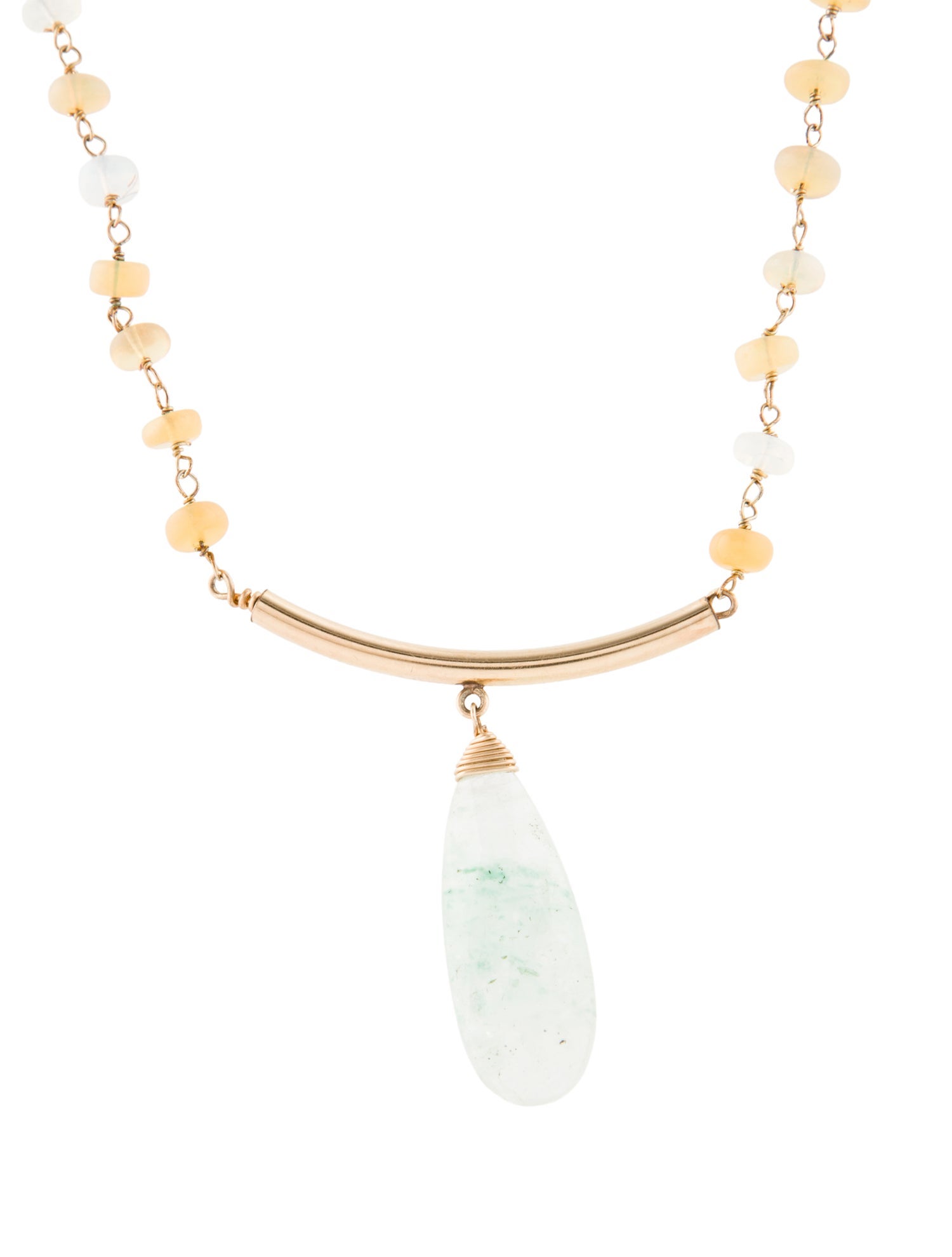 Eva Noga Rutilated Quartz & Opal Beaded Pendant Necklace
